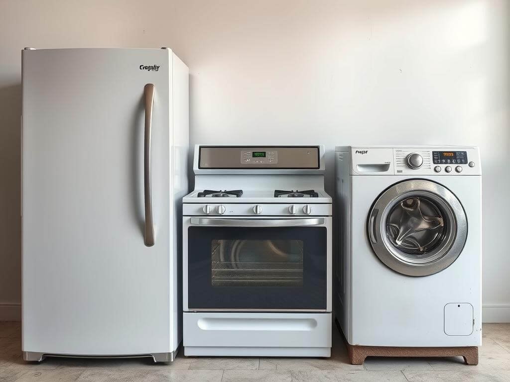 free metal pickup items as a collection of old appliances